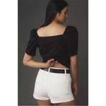 NWOT By Anthropologie Black Puff Sleeve Wrap Top Short Blouse Size M Size M Photo 2