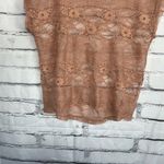 Crystal K Sheer Lace Short Sleeve Blouse Women’s Small Nude Floral Mesh Top Y2K Brown Photo 3