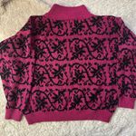 Vintage 80's Retro Small Pink Black Granny Mockneck Sweater J.Jordan Photo 3