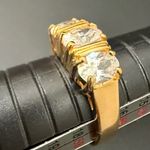 Vintage SETA Signed Gold plated CZ Three Stones Row Engagement Ring Size 8 5g. Photo 10