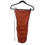 Oh Polly SZ 6 Don't Desert Me Collar Strap Ruched Mini Dress in Rust Photo 2