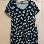 Modcloth Pleased With Ease Babydoll Dress Medium Navy Blue Polar Bears Holiday Photo 0