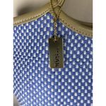 The Sak Shoulder Purse Crochet Bag Blue White Woven Double Strap 10"X14" Handbag Photo 1