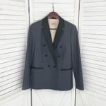 Rebecca Taylor Tailored Color Block Double Breasted Blazer Jacket Grey Black 4 Photo 6