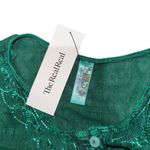 Women's India Boutique Green Boho Top Shirt Free Size Sequin Embroidery Flowy Photo 5