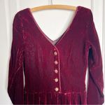vintage • Nancy Johnson velvet midi dress maroon embroidered 80s 90s party pleat Red Size 8 Photo 9