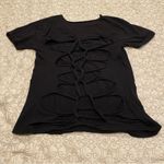 Hot Topic Women’s Black and Pink Graphic Cut Out T-Shirt Size Large Photo 7