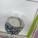 Dillard’s Cocktail Ring Teal Multi Crystals Statement Fashion Size 7 Silver NIB Silver Photo 3