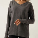 Athleta Coaster Luxe V-Neck Sweatshirt Darkest Gray Size Small Photo 0
