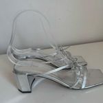 By Far June Metallic Bow Strap Square Toe Sandal 35 Silver Size undefined Photo 4