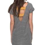 Roxy  NWOT Peak Moments Modal Dark Gray & White Striped Dress/Tunic Unique Back Photo 0
