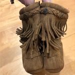 Minnetonka  Double fringe Tramper lace up suede boots booties brown 8 moccasin Photo 3