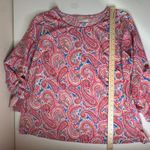 Belle by Kim Gravel Paisley Bell Sleeve Tunic Top Size 1X Multicolor Lightweight Pink Photo 7