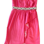 Lilly Pulitzer Womens CRYSTAL Strapless Beaded Dress pink Rhinestone Pearl Sz 8 Photo 0