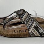 Sam & Libby Cork Bottom Slip On Metallic Embroidered Strap Sandals 9 Summer Photo 3