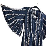 American Eagle  M Blue Floral Maxi Dress Flared Tied Wedding Cottage Boho Fest Photo 2