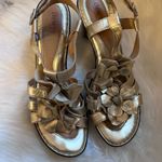 Born Shoes Size 10 born brand gold metallic flower heels Photo 1