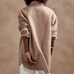 Banana Republic  Wool Shirt Utility Jacket XS Tan Oversized Shacket Minimalist Photo 8