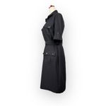 Sharagano Black Front Zip Dress with Cinch Waist Belt Cuffed Sleeves Size 4 Photo 2