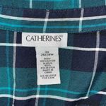 Catherines 3X 26/28W Teal Navy Plaid Mixed Media Roll Photo 3