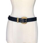 Cipriani Belt Glazed Cowhide On PVC Lining Black Gold Tone Buckle Size Large Photo 0