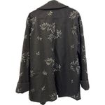 Dana Buchman Charcoal Gray Wool Blend Coat Silver Embroidered Branches M Photo 6