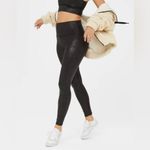 Aerie OFFLINE  High Waisted Legging Metallic Black Liquid Faux Leather Crackle Photo 0