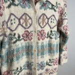 EXPRESS Vintage  cottagecore handknit silk angora blend patterned cardigan Photo 1