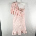 Lisa Marie Fernandez Target Large Dress One Shoulder Linen Polka Dot Pink‎ 1226 Pink Photo 2
