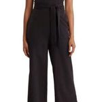 Sam Edelman Womens 8 Tie Waist Crop Wide Leg Jumpsuit in Black NEW Photo 0