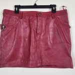 Thalia Sodi Vtg  Y2K Cherry Red Genuine Leather Mini Skirt 13/14 Biker Grunge Photo 0