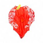 All In Motion  Red and White Leaf Print Wonen’s Swimsuit Wetsuit Photo 1