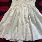 Lily brown Japan kawaii white cream v neck daisy floral lace dress XS Photo 2