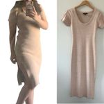 Forever 21 Nude Pink Side Slit Ribbed Short Sleeve Silhouette Dress Size M Photo 1