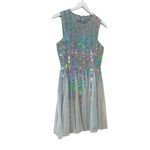 ASOS Silver Holographic Sleeveless Fit & Flare Party Dress Size 6 Photo 4