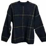 Northern Isles Navy Plaid Turtleneck Sweater Wool Blend Blue Size M Photo 1
