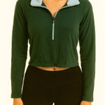 Urban Outfitters  Out From Under Size Medium Green and Blue Collared Crop Top. Photo 0