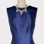 Tahari Satin Sheath Dress Navy Blue Size 4 Small Photo 3