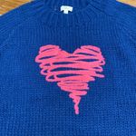 Elan Sweater Knit Pullover Pink Heart Royal Blue Long Sleeve Womens Size Large Photo 1