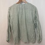 ZARA Green White Gingham Plaid Long Elastic Sleeve Front Key Hole Tie Blouse Top Photo 10