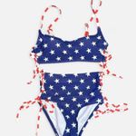 California Waves Blue and White Bikini with Star Pattern Photo 0