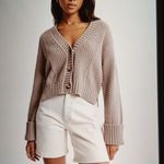 Abercrombie & Fitch Cameron Seed Stich Cardigan Chunky Fisherman Womens M Photo 7