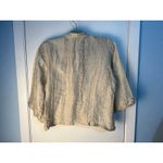 VTG Arise Linen Silk Jacket Medium Beige Fringe Seams Wooden Buttons Boho Photo 3