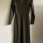 Leith - Elegant Olive Green Long Sleeve Midi Dress with slit - Size S Photo 8