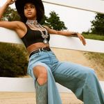 Good American NEW  Blue Good Boy Straight Jeans Equestrian Side Slit Size 2 | 26 Photo 0