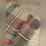 Altar'd State Green Tartan Plaid Blanket Scarf Large Square Fringe Raw Edge Photo 3