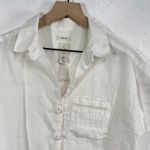 Joie  White Linen Button Front Top‎ Women's Small Crochet Trim Pocket Boho Blouse Photo 3