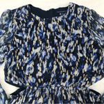 French Connection Metallic Cutout Mini Dress Long Sleeve Navy Gold Size 10 New Photo 3