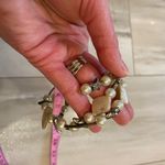 Metallic Sea Life and Pearlized Rock Beads Ocean Beach Theme Wrap Bracelet Silver Photo 1