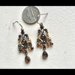 Brass tone chandelier fish hook earrings Photo 6